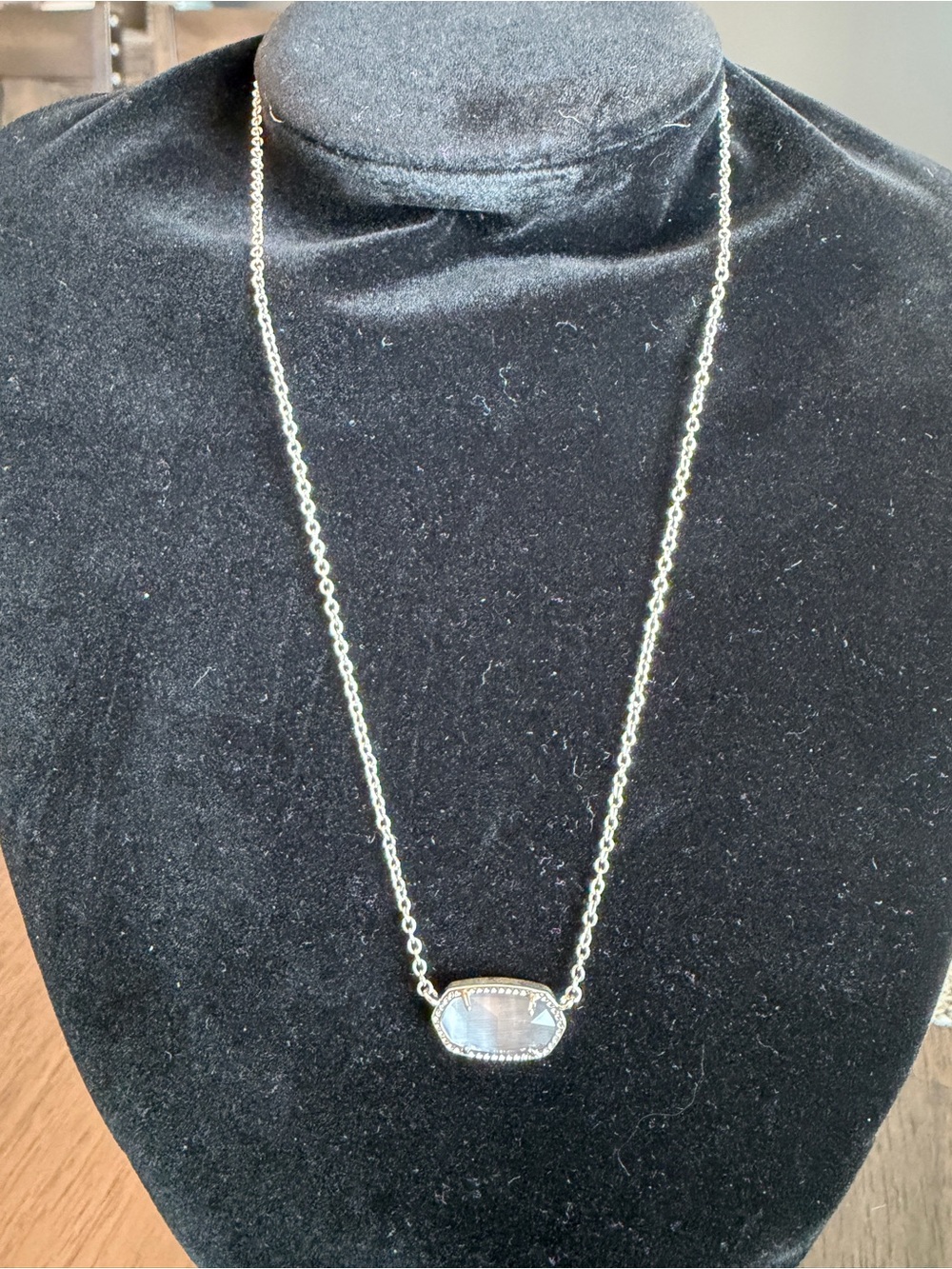 Kendra Scott Elisa Silver Light Blue Illusion Pendant Necklace